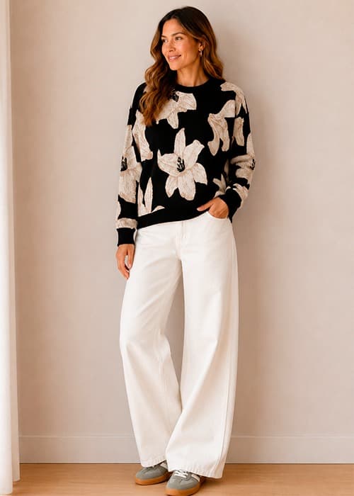 sweater jaquard flores
