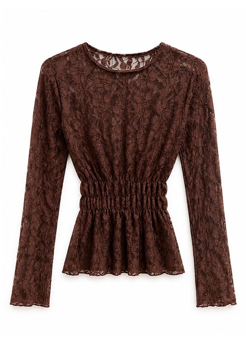 Remera Encaje Chocolate