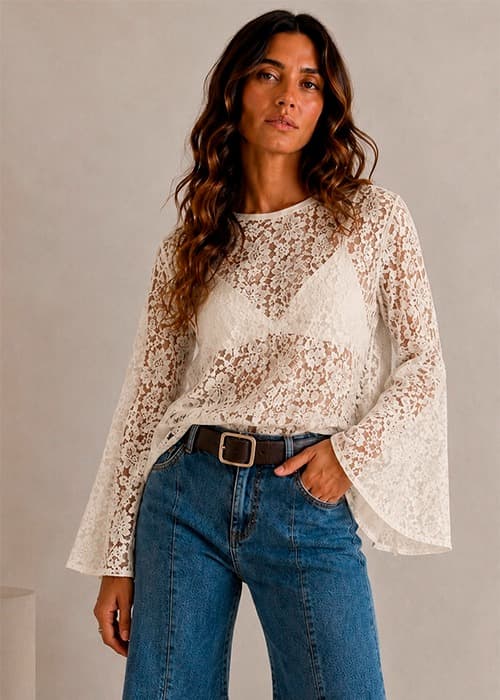 Remera Manga Campana Natural