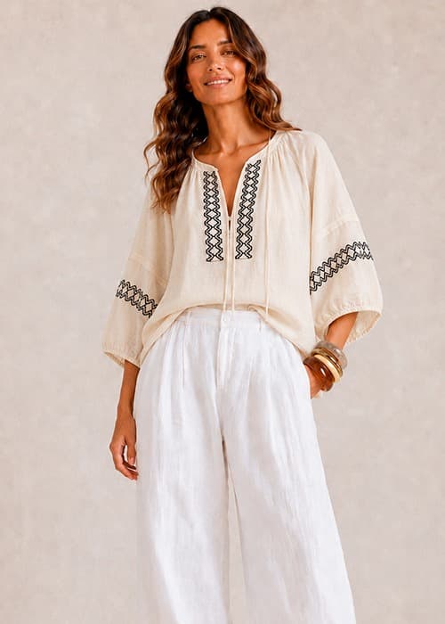 Bluson Boho Bordado crudo