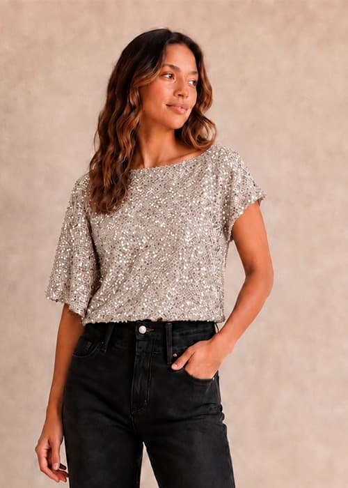 Blusa Irregular Lentejueas