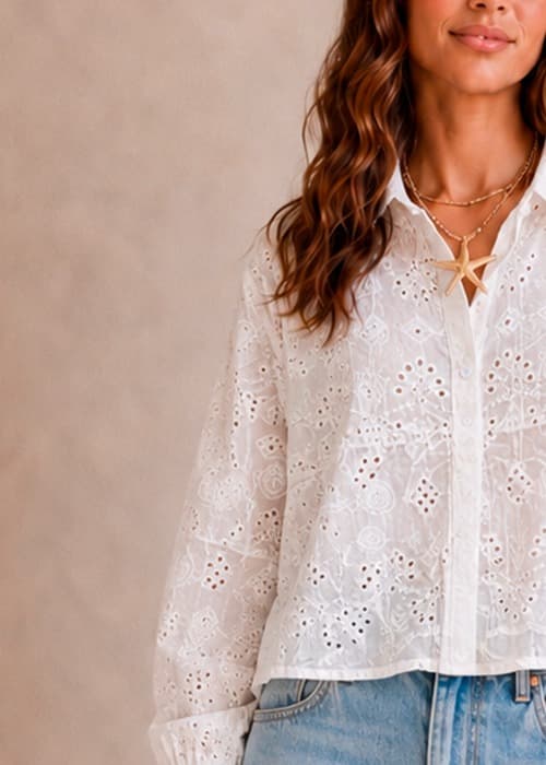 Camisa Broderie Corta  - importada