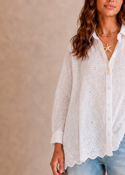 Camisa broderie Larga - Importada