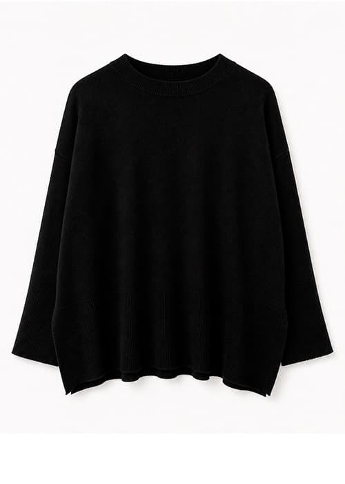 Maxisweater liso con tajos