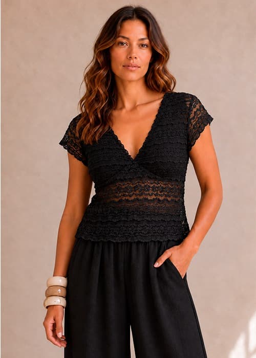 Remera V Encaje AMPLIA SPANDEX