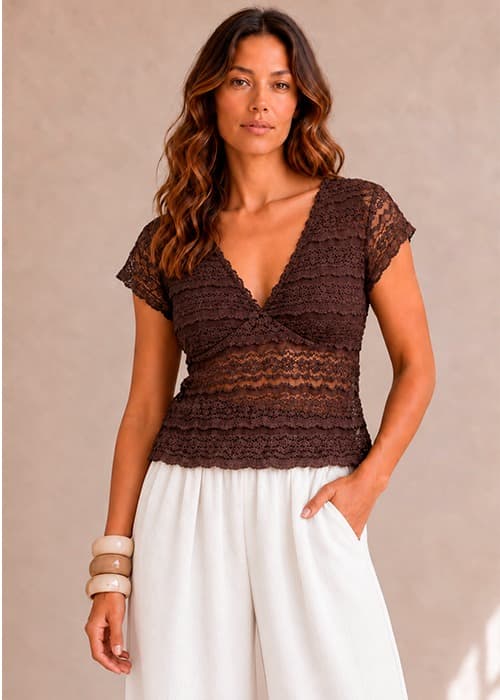 Remera V Encaje AMPLIA SPANDEX