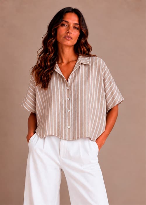 camisa lino boxy