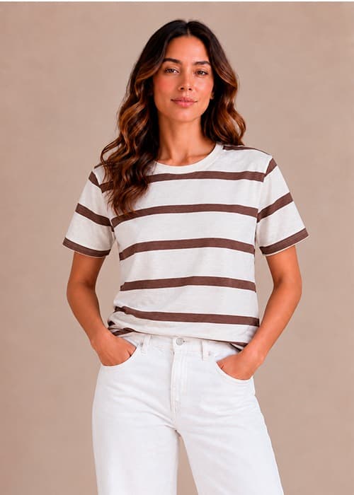 Remera Rayas crudo / vison