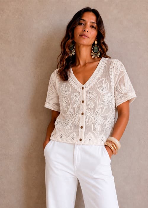 Cardigan Tejido hojas