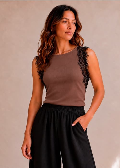 Musculosa Lace Negro