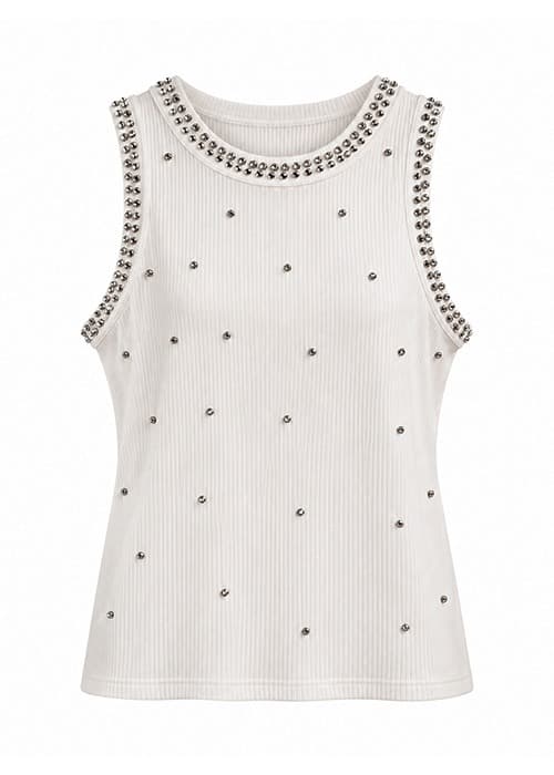 Musculosa full tachas white
