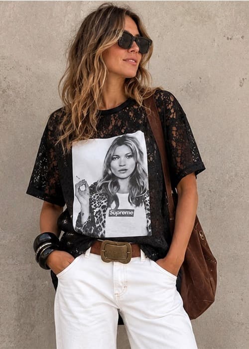 Remeron encaje con estampa