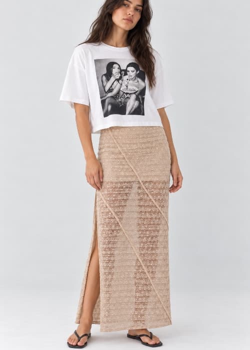 Pollera larga encaje ELASTIZADA