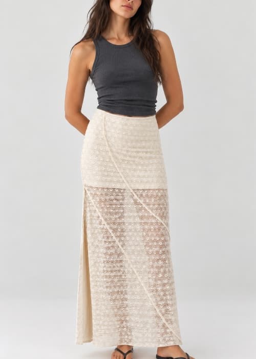 Pollera larga encaje ELASTIZADA