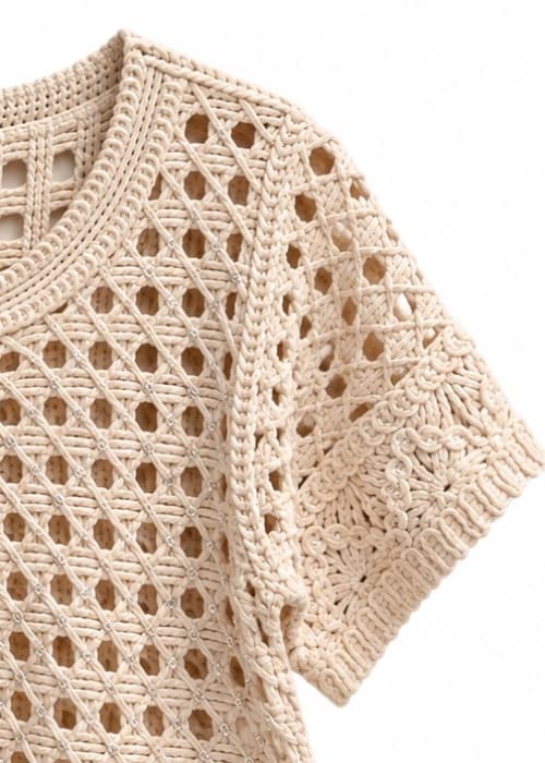 Remera crochet lentejuelas